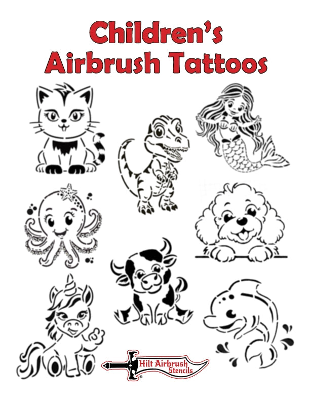 Children's Airbrush Stencil Tattoo Set