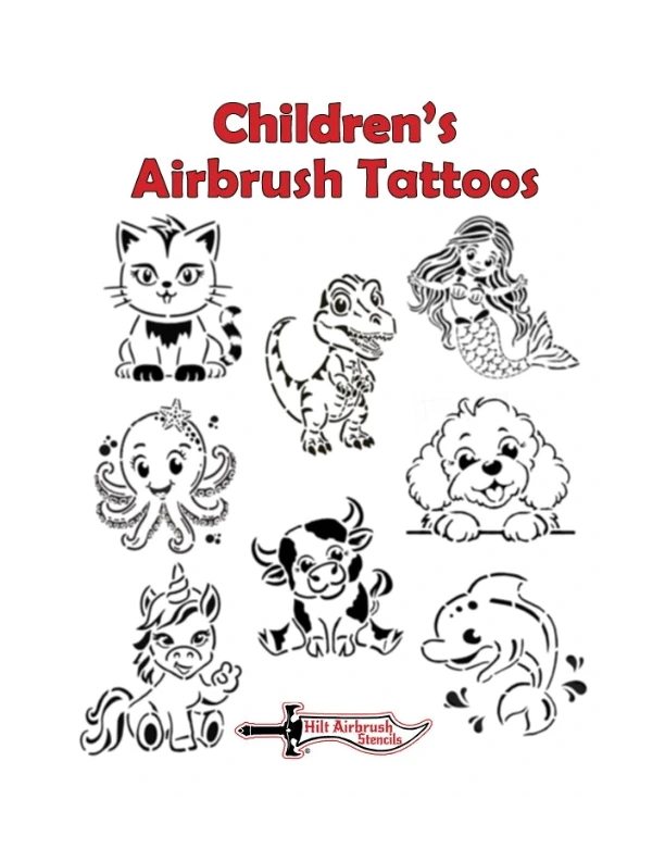 Children's Airbrush Stencil Tattoo Set