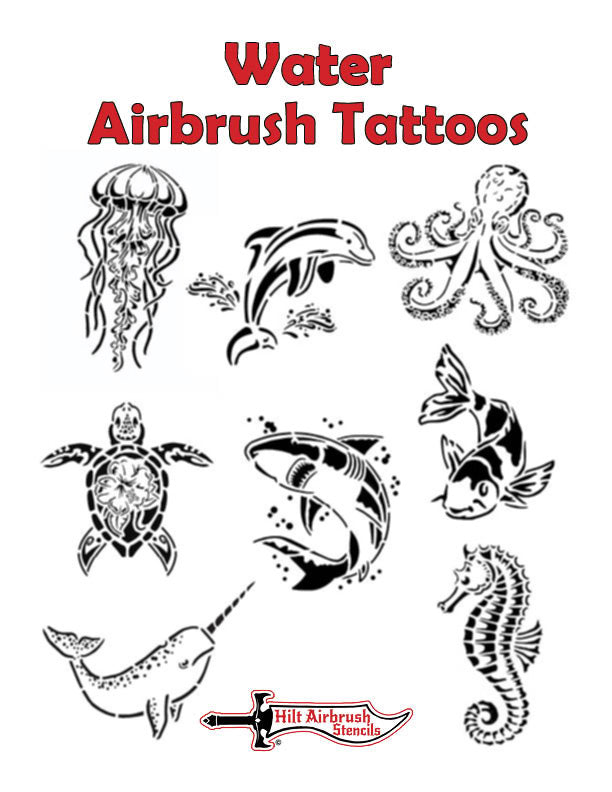 Water Airbrush Tattoo Stencil Set