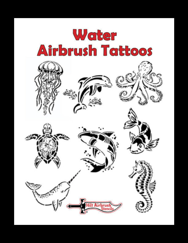 Water Airbrush Tattoo Stencil Set