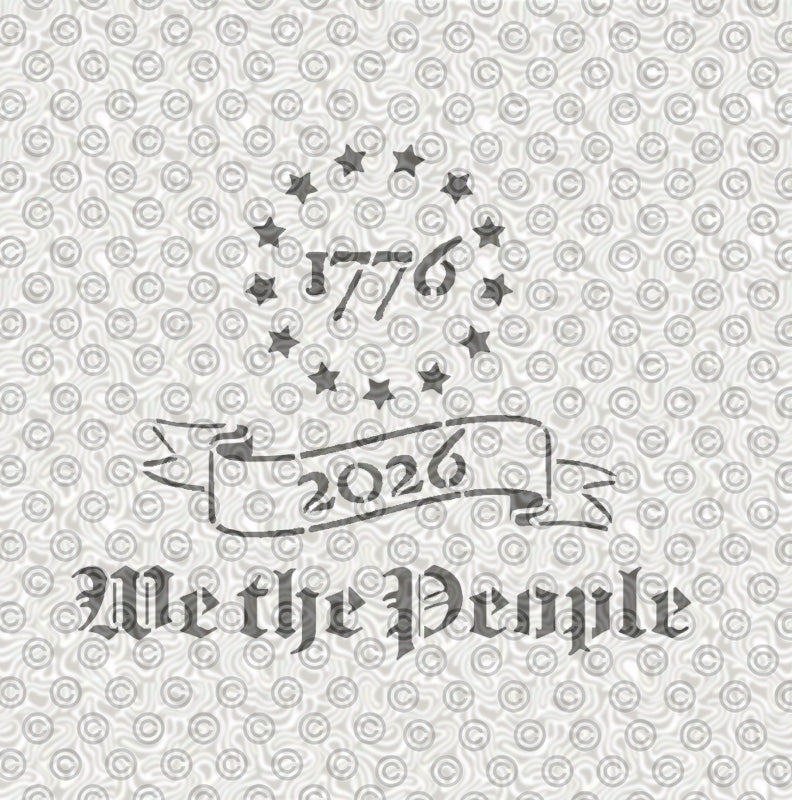 1776-2026 'We the People' stencil celebrating America's 250 years