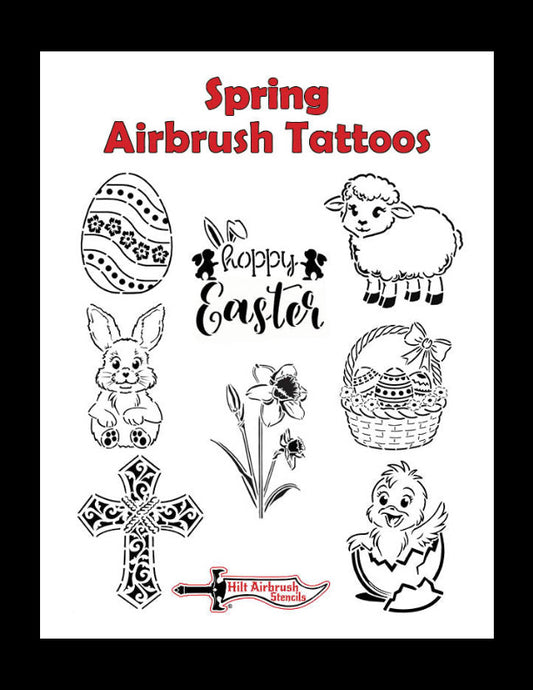 Spring Airbrush Stencil Tattoo Set