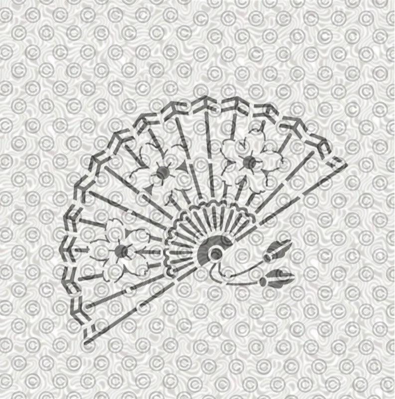 Decorative stencil of a beautiful floral Asian fan for airbrush tattoos or face painting.