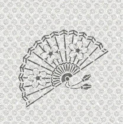 Decorative stencil of a beautiful floral Asian fan for airbrush tattoos or face painting.