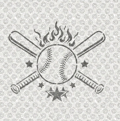 Baseball with Crossed Bats Stencil
