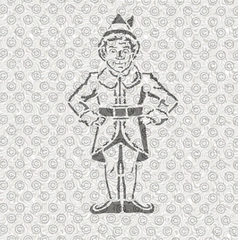 Airbrush stencil of a holiday elf for airbrush tattoos
