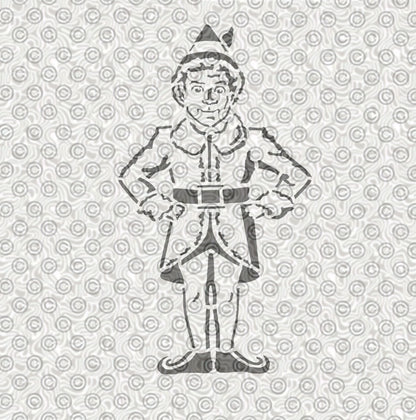Airbrush stencil of a holiday elf for airbrush tattoos