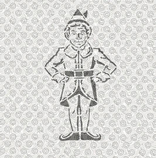 Airbrush stencil of a holiday elf for airbrush tattoos