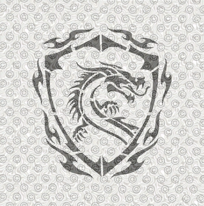 Dragon in Shield Stencil
