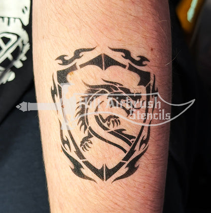 Dragon in Shield Stencil