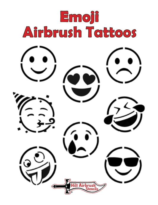Emoji Airbrush Stencil Tattoo Set