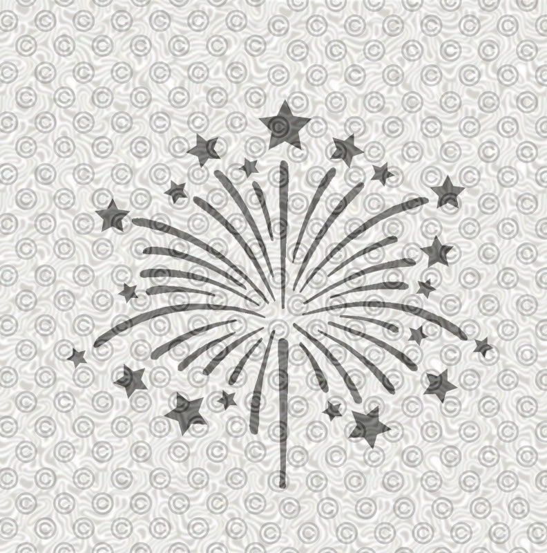 Decorative firework stencil suitable for face, body or airbrush use.