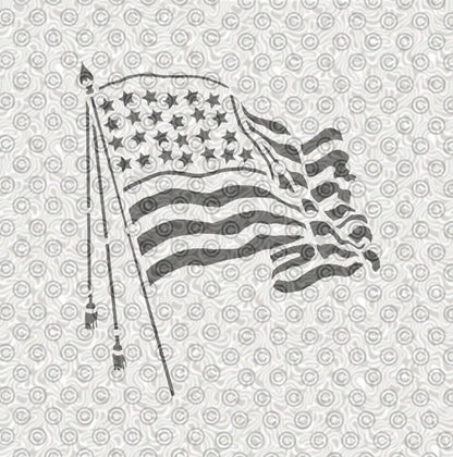 American Flag on Pole Stencil