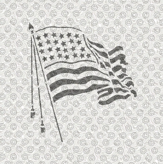 American Flag on Pole Stencil