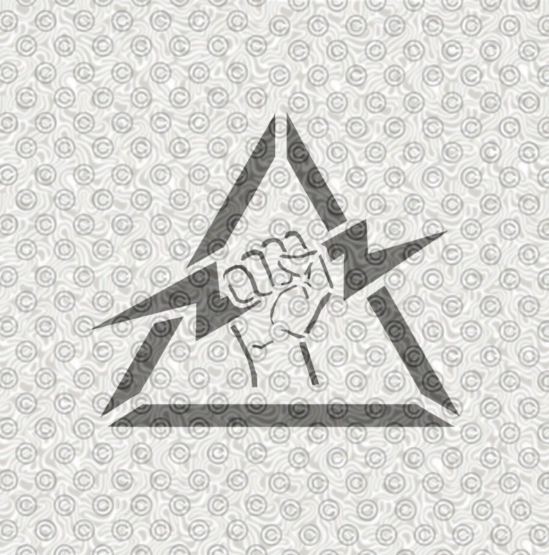 A stencil design featuring a High Voltage symbol