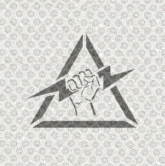 A stencil design featuring a High Voltage symbol