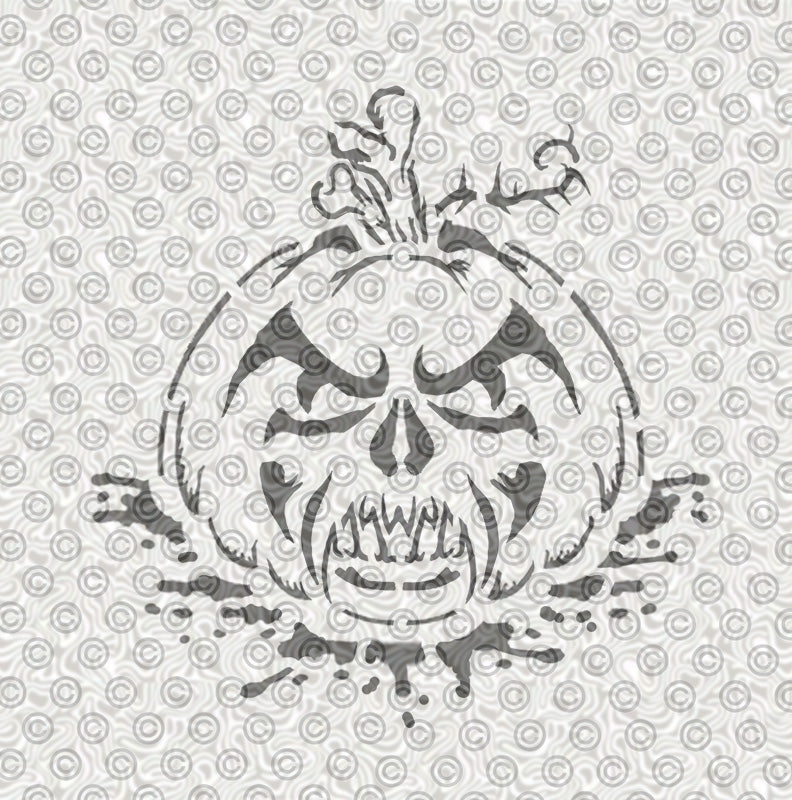 Airbrush tattoo stencil design of a Jack-o-lantern Skull design with tribal patterns 
