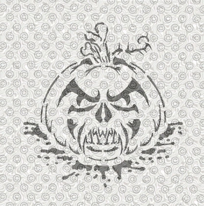 Airbrush tattoo stencil design of a Jack-o-lantern Skull design with tribal patterns 