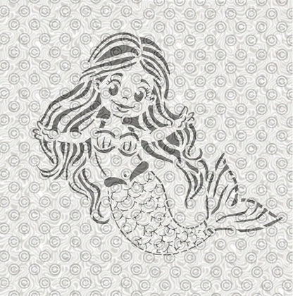 A cute little mermaid stencil design for children's face painting or airbrush tattoos.