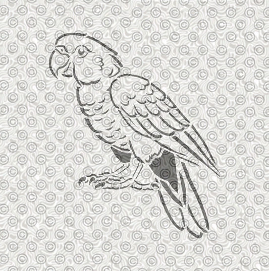 A face paint stencil design of a parrot .