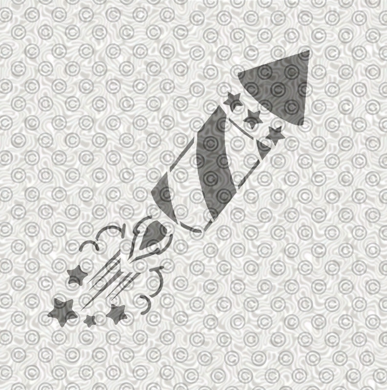 Rocket firework stencil for airbrush tattoos, face painting or body art.