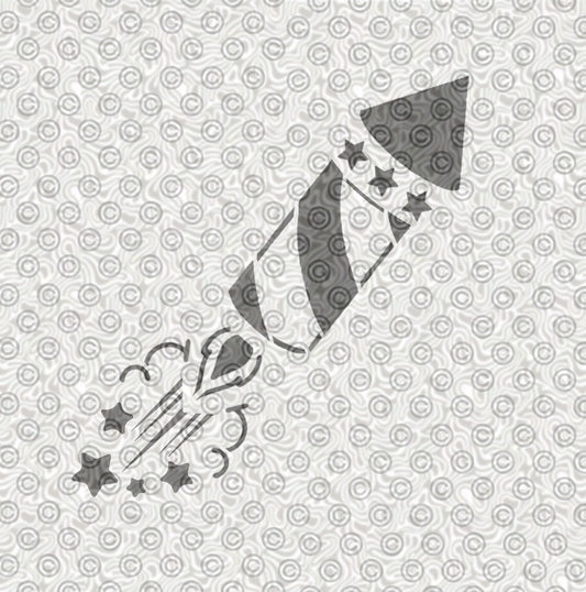 Rocket firework stencil for airbrush tattoos, face painting or body art.