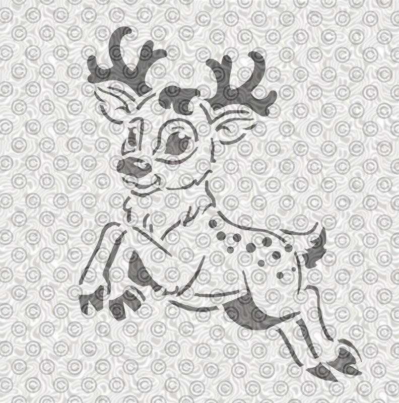 A cute reindeer stencil design for Christmas airbrush tattoos