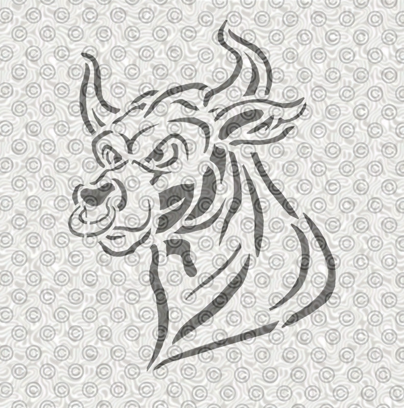 Bull's head stencil design with horns