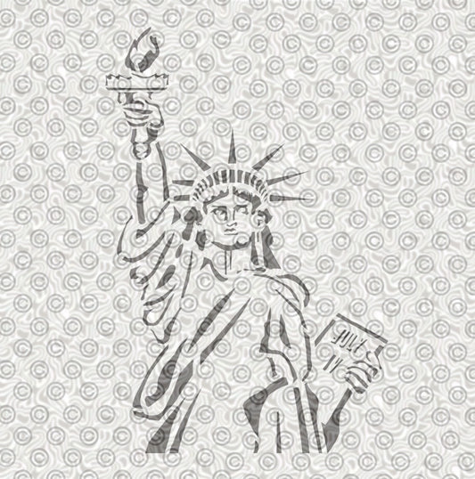 Mylar stencil of the Statue of Liberty for face painting, body art or airbrush tattoos.