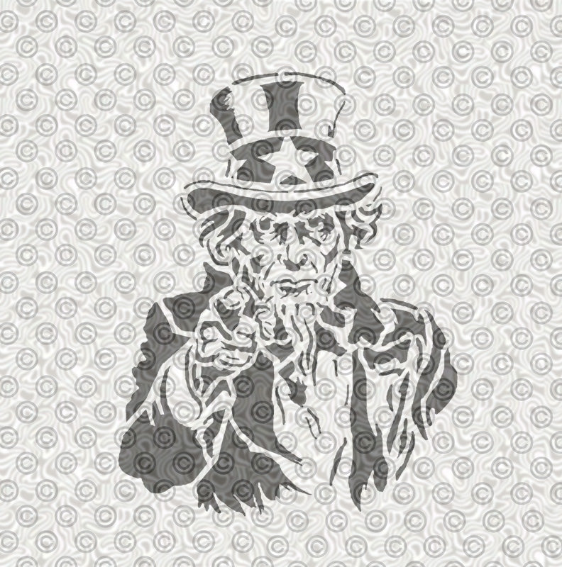 Classic Uncle Sam stencil suitable for body, airbrush or face painting.