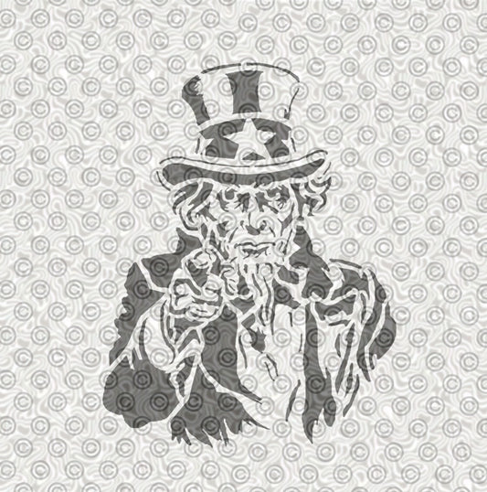 Classic Uncle Sam stencil suitable for body, airbrush or face painting.