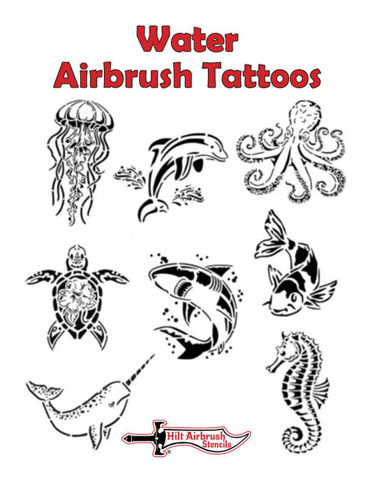 Water Airbrush Tattoo Stencil Set