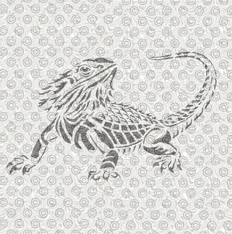 Bearded dragon stencil for airbrushing on bearded dragon lizard fans.
