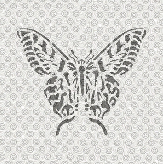 Stencil of a butterfly design for airbrush tattoos.