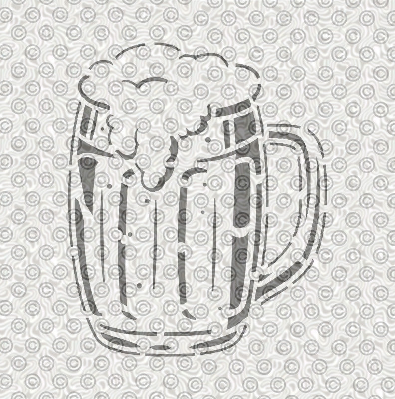 stencil design of a foamy mug of beer