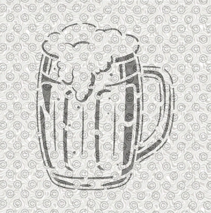 stencil design of a foamy mug of beer