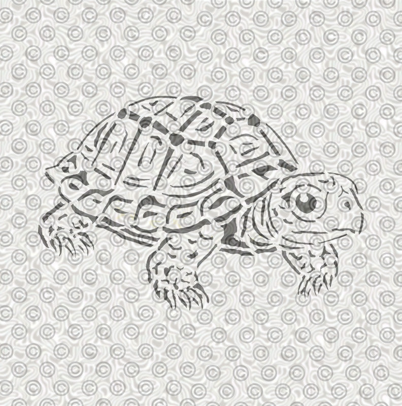 Box turtle stencil design for airbrush tattoos.