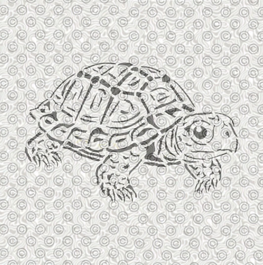 Box turtle stencil design for airbrush tattoos.