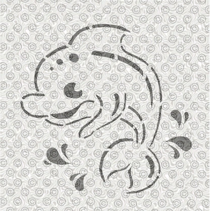 Adorable dolphin tattoo design for children's airbrush tattoos or face painting.