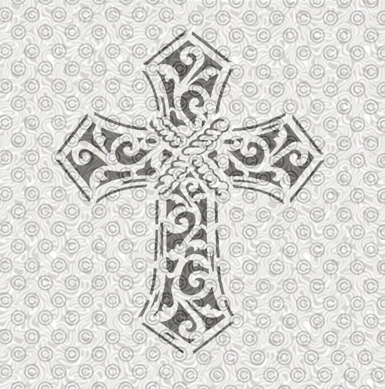 Decorative cross stencil for airbrush tattoos. Can also be used for face painting.