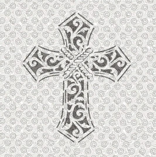 Decorative cross stencil for airbrush tattoos. Can also be used for face painting.