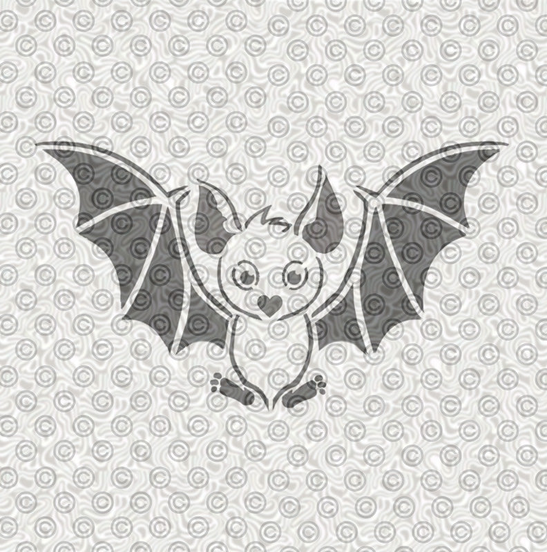 Adorable black bat airbrush tattoo stencil