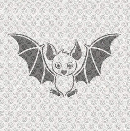 Adorable black bat airbrush tattoo stencil