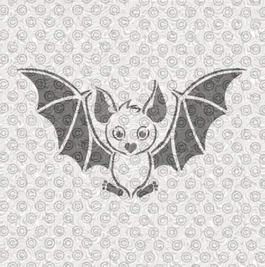 Adorable black bat airbrush tattoo stencil