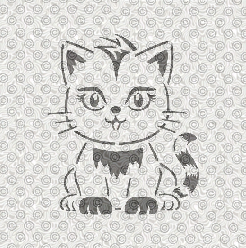 cute cartoon cat design for children's airbrush tattoo