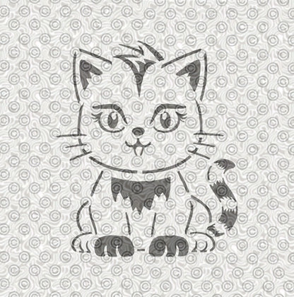 cute cartoon cat design for children's airbrush tattoo