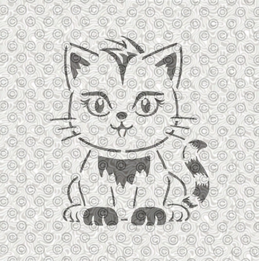 cute cartoon cat design for children's airbrush tattoo