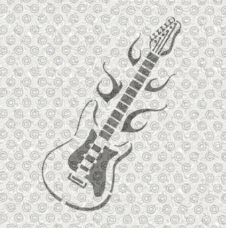 Stencil of electric guitar for airbrush tattoos.