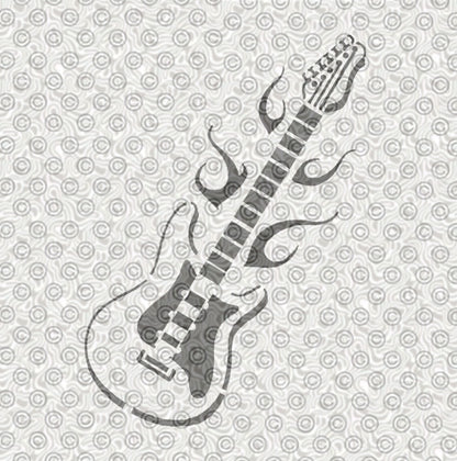 Stencil of electric guitar for airbrush tattoos.