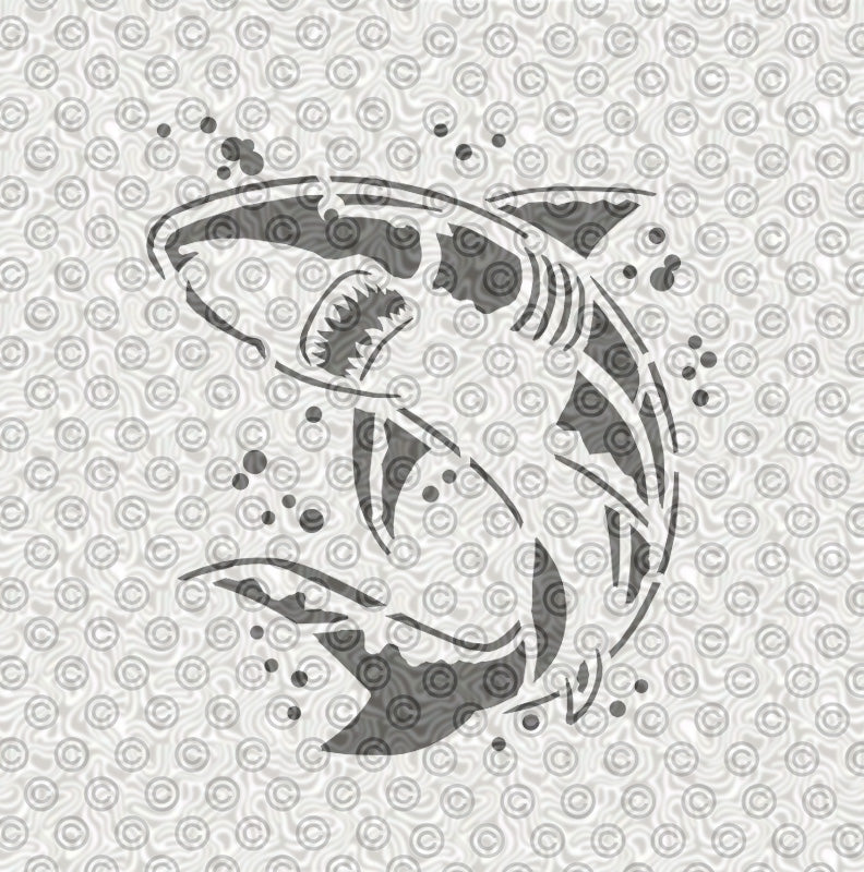 Stencil of a cool shark design for airbrush tattoos.